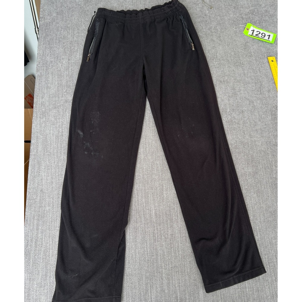 Zegna Sport Fleece Sweatpants Mens Large Black Zip Pockets Comfort Elastic Waist